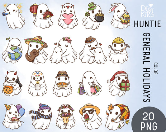 Hauntie Ghost Holidays Color Clipart | Cute Spooky Graphics | PNG | Commercial Use