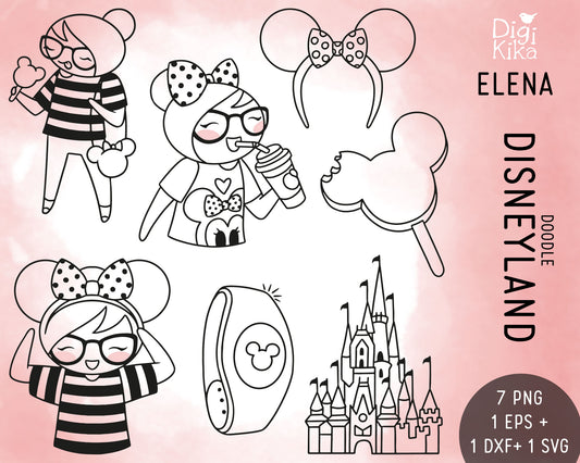 Disneyland Elena – DOODLE Clipart Set – PNG, SVG, EPS & DXF