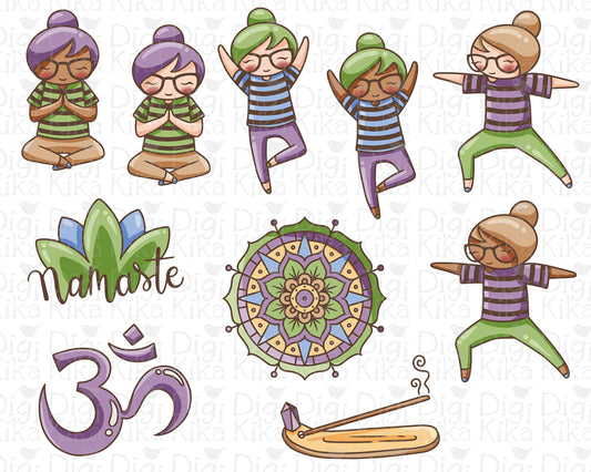 Elena Meditation Color Clipart | 2 Skin Tones Zen Graphics | Commercial Use PNG | Inclusive Wellness
