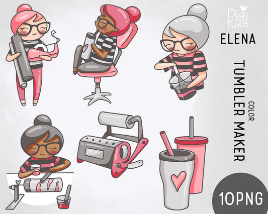 Elena Tumbler Color Clipart | 2 Skin Tones Craft Graphics | PNG | Inclusive