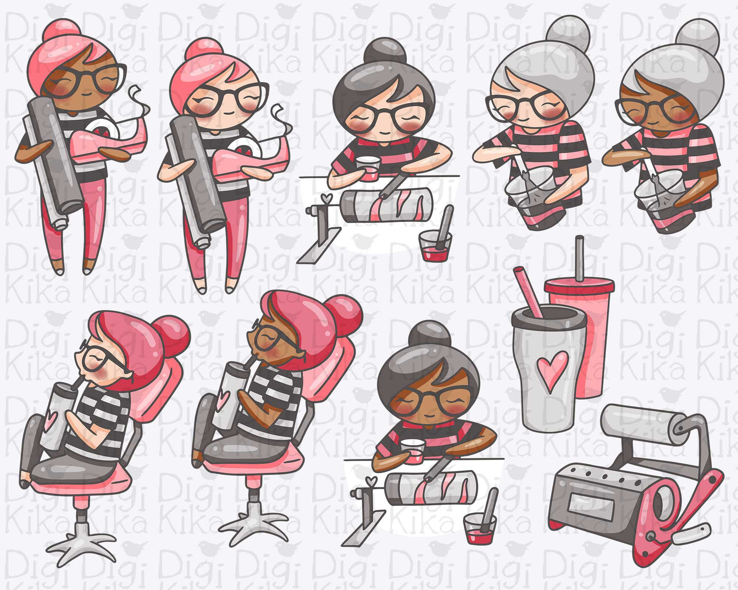 Elena Tumbler Color Clipart | 2 Skin Tones Craft Graphics | PNG | Inclusive