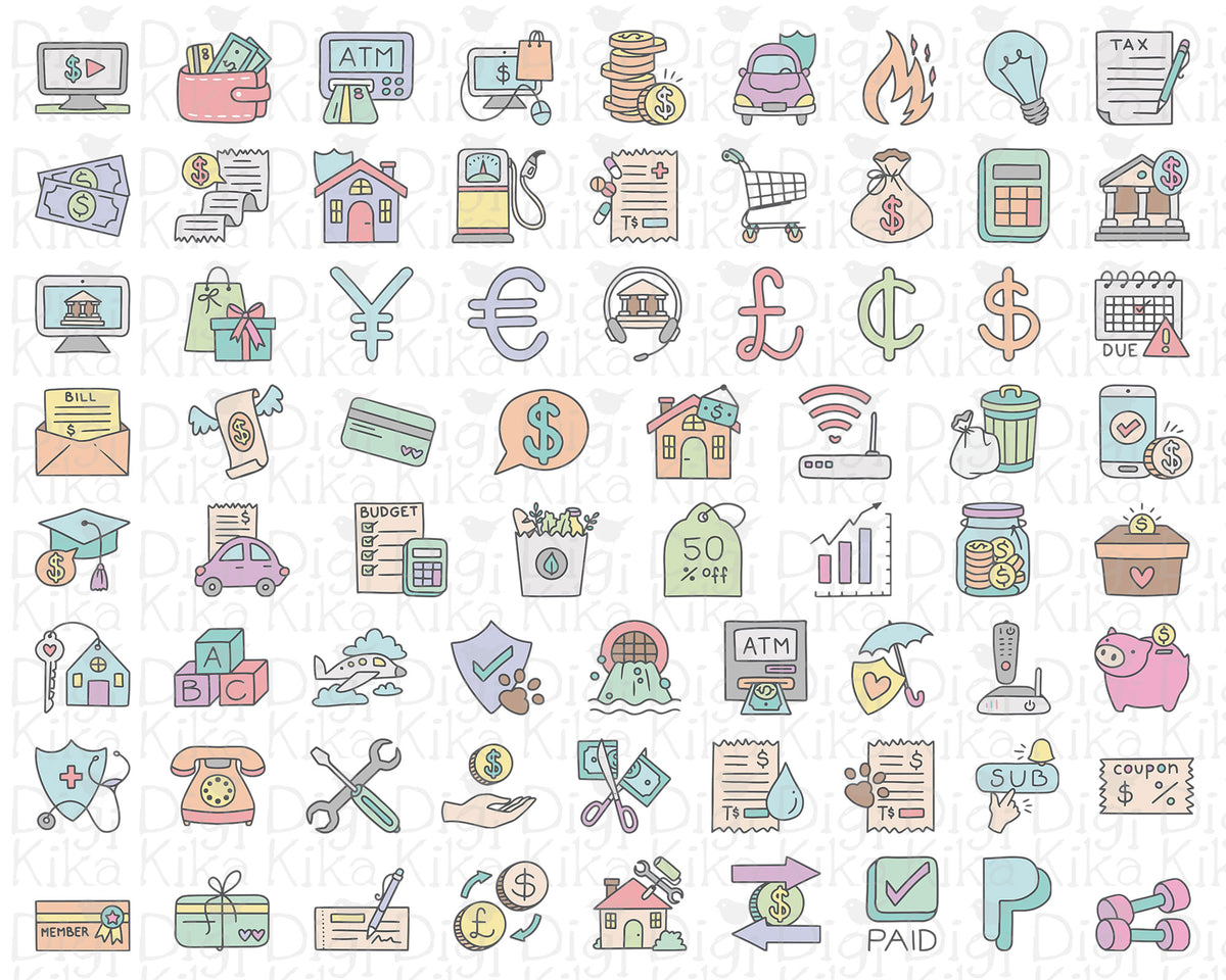 70 Pay Bills Budget Icons Color Clipart | EPS SVG DXF PNG – Ilove2Print