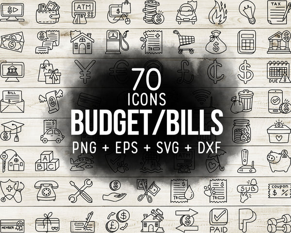 70 Pay Bills Budget Icons Doodle Clipart | EPS SVG DXF PNG – Ilove2Print