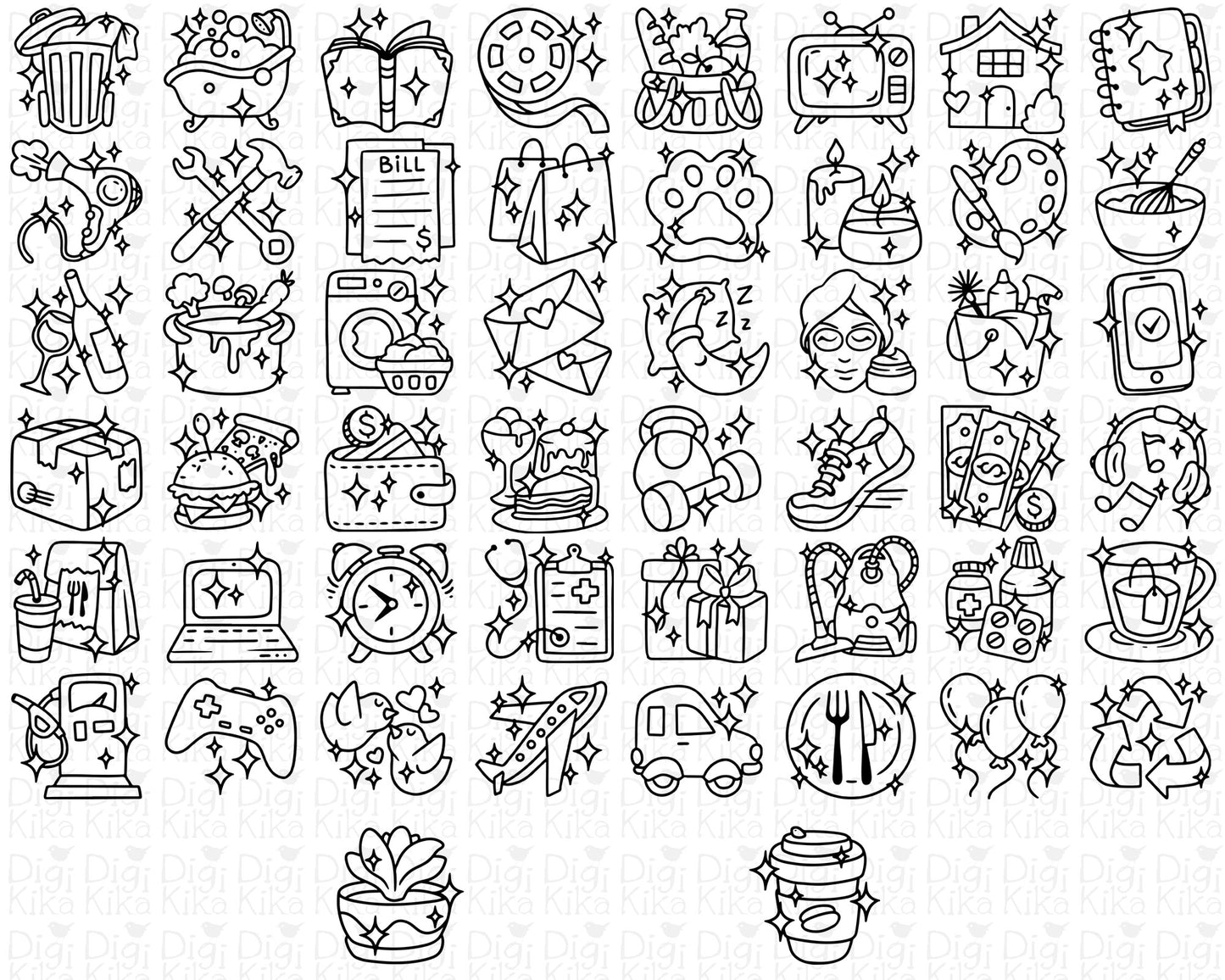 Daily Icons DOODLE Mega Bundle – 6 Seasonal & Themed Clipart Sets - Editable Graphics