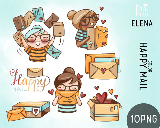 Happy Mail Elena Planner Girl - Color Clip Art Set