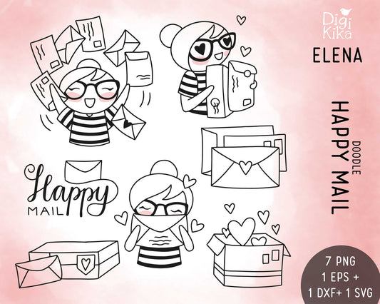 Happy Mail Elena Planner Girl - Stamp Clip Art Set