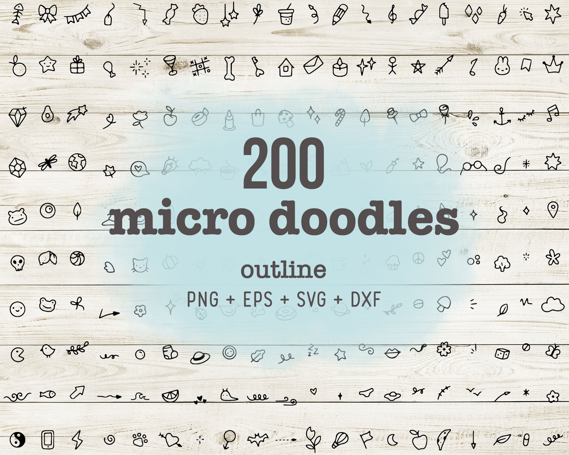 200 Micro Doodles Outline Clipart | Hand Drawn Decorative Graphics | C ...