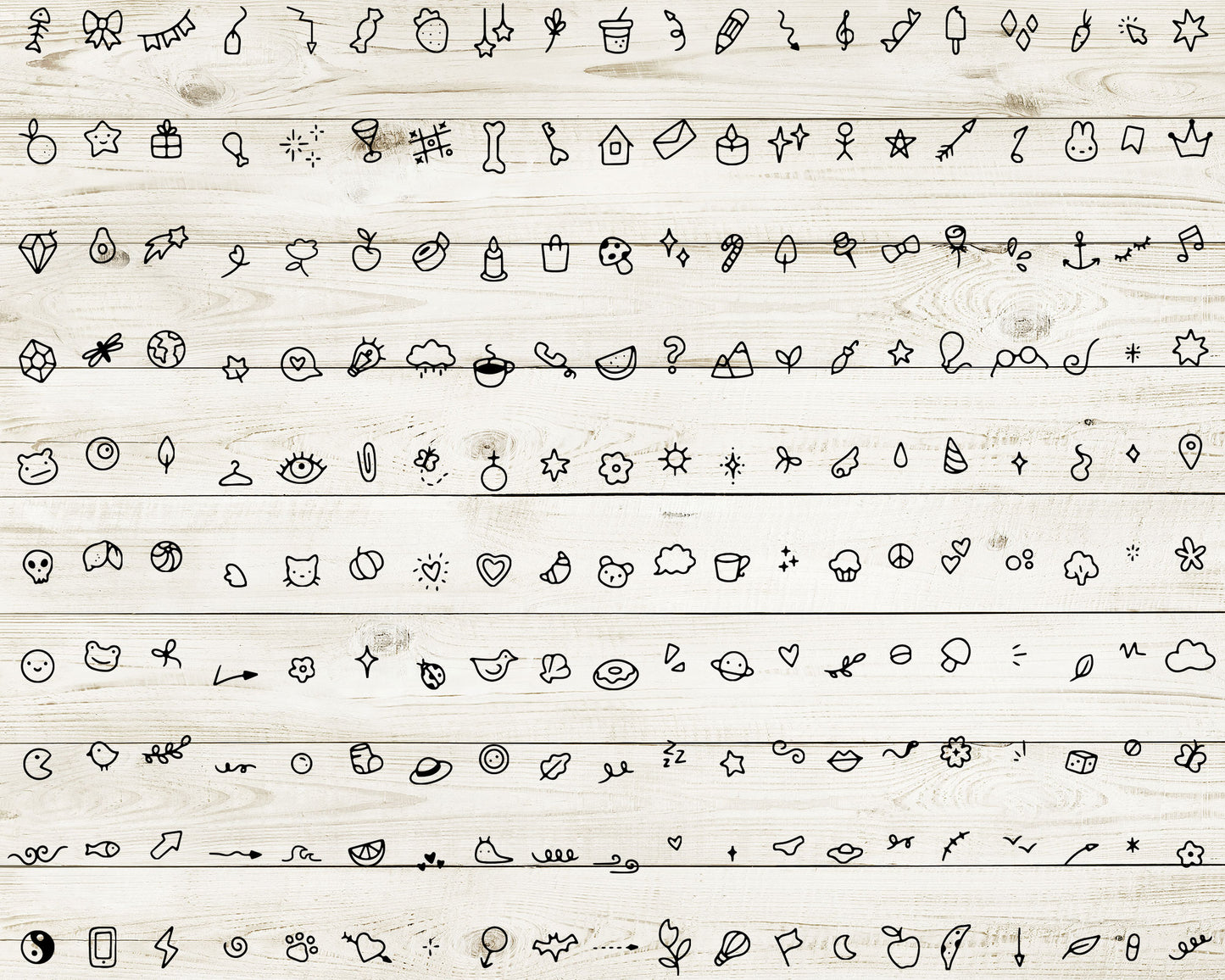 200 Micro Doodles Outline Clipart | Hand Drawn Decorative Graphics | Commercial Use EPS SVG DXF PNG