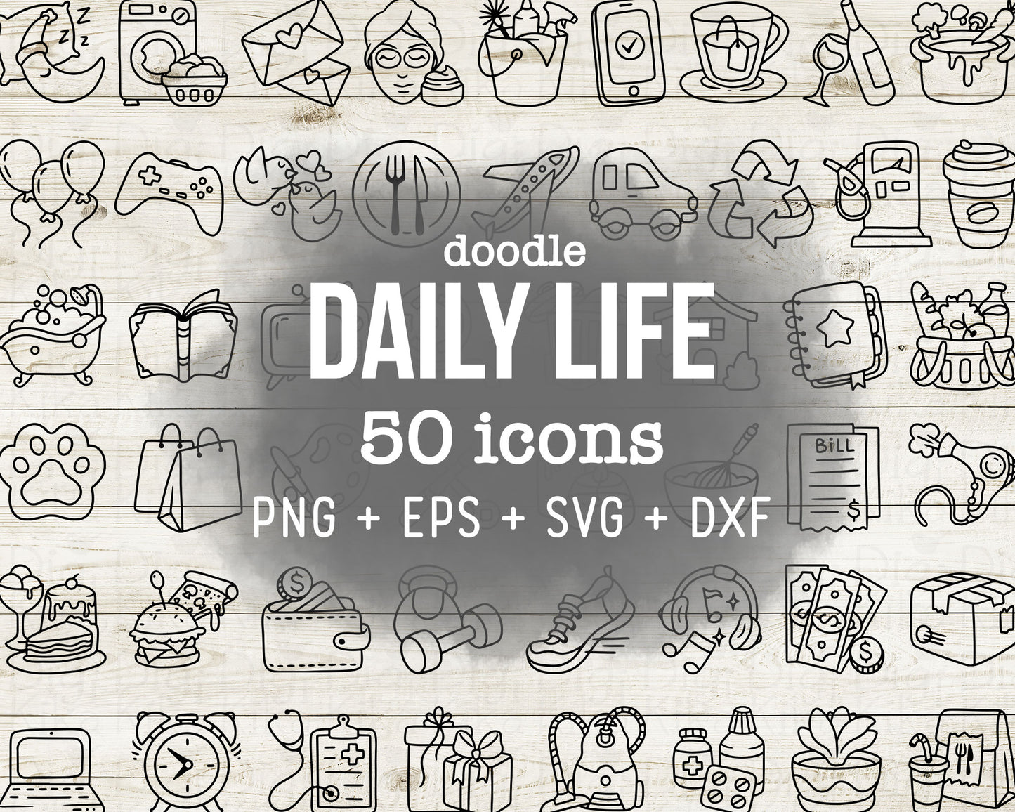 Daily Icons DOODLE Mega Bundle – 6 Seasonal & Themed Clipart Sets - Editable Graphics