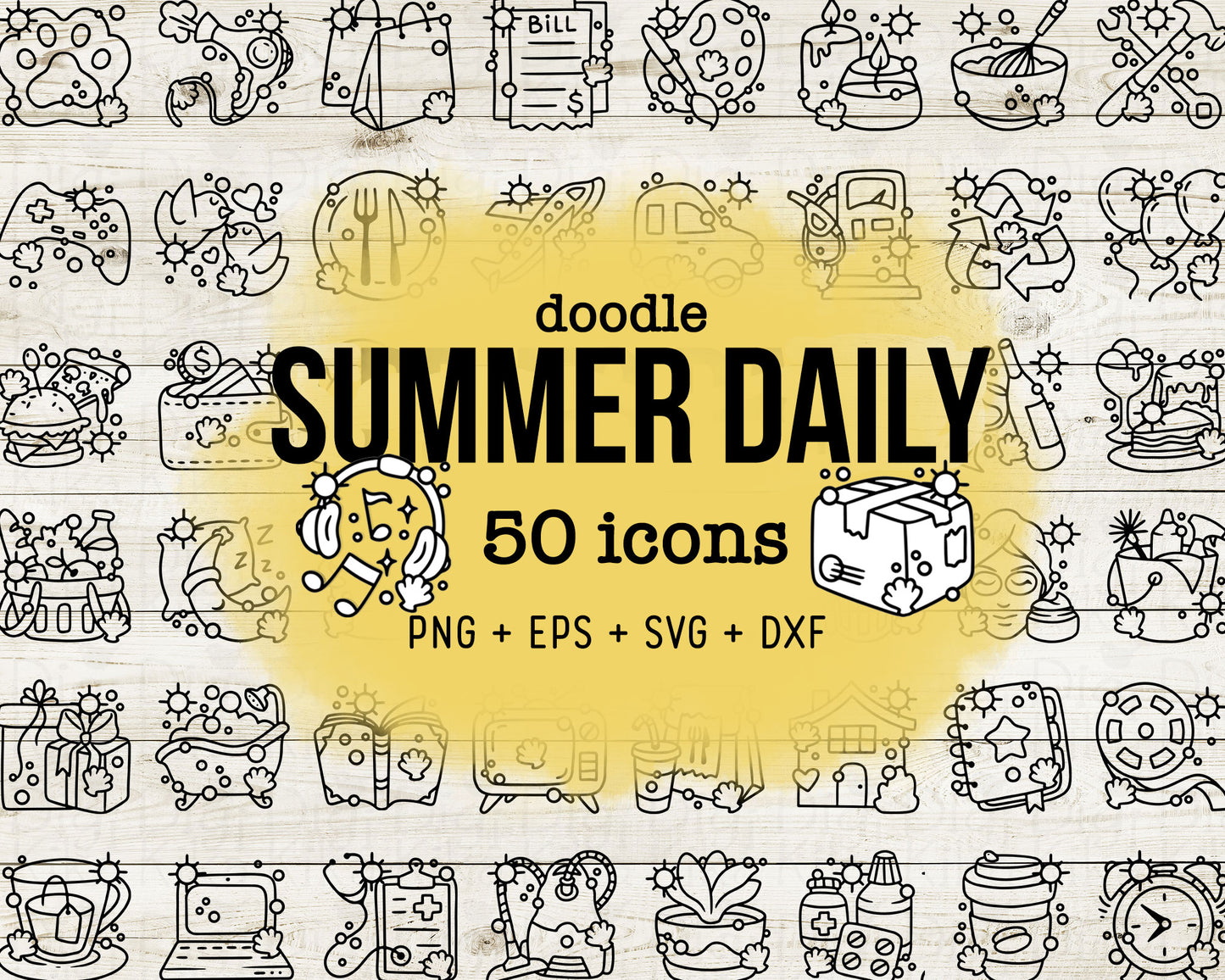 Daily Icons DOODLE Mega Bundle – 6 Seasonal & Themed Clipart Sets - Editable Graphics
