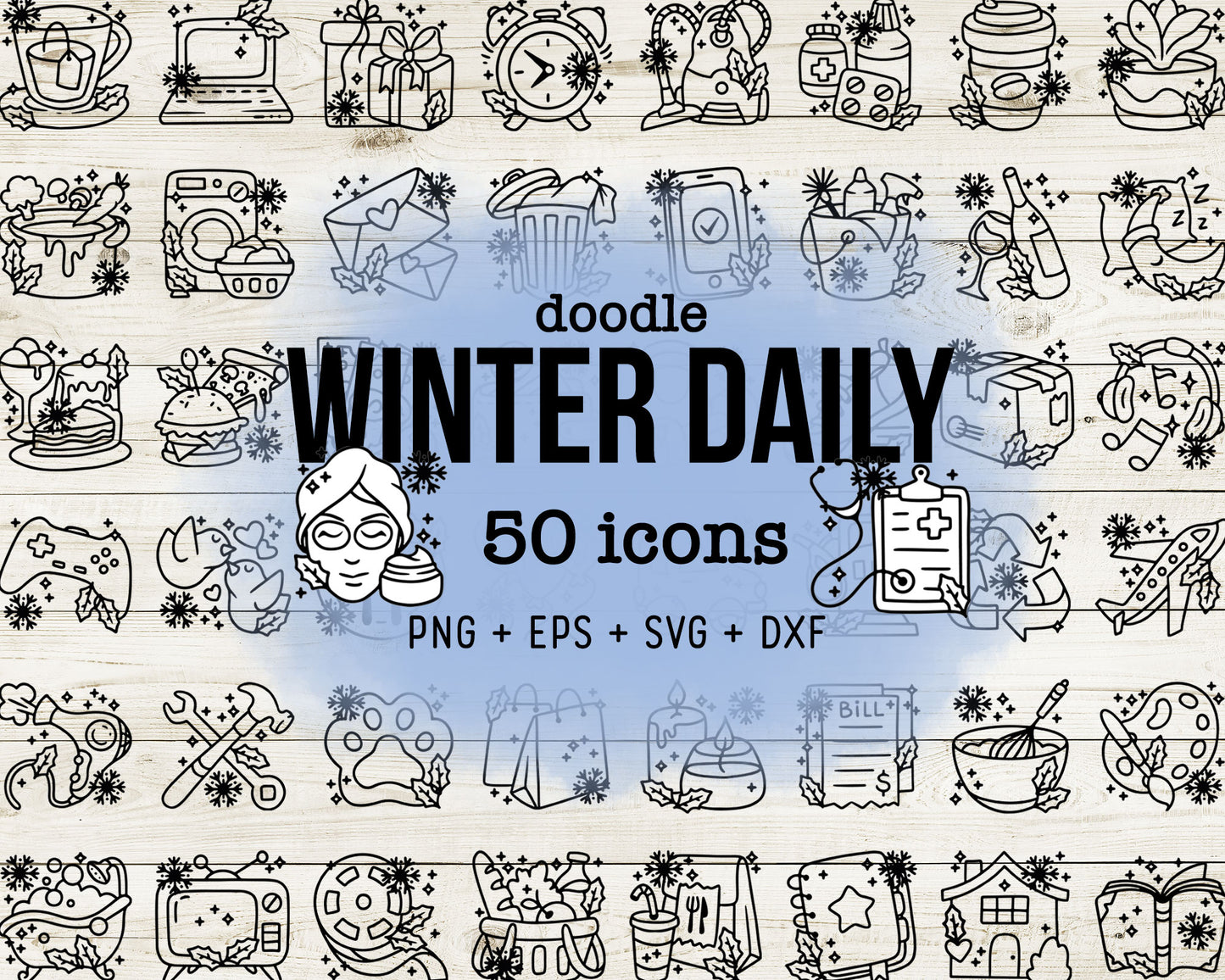 Daily Icons DOODLE Mega Bundle – 6 Seasonal & Themed Clipart Sets - Editable Graphics