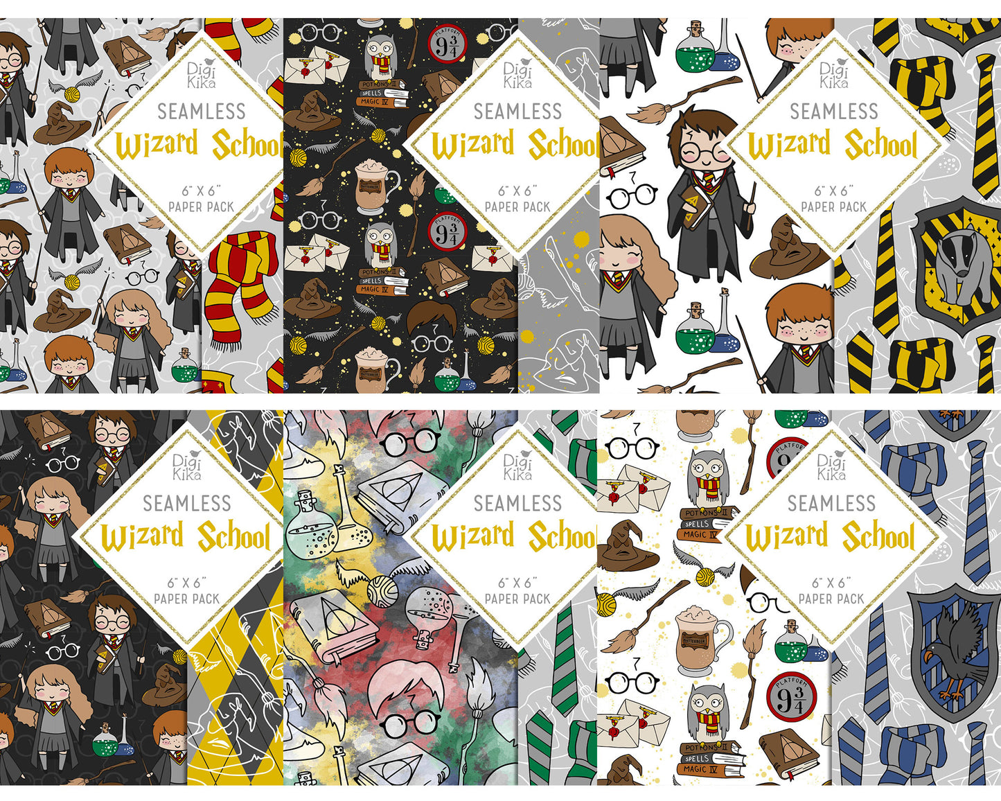 Magical School Bundle – Wizard-Inspired Clipart, Digital Papers & Elements – PNG + JPG – Instant Download
