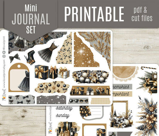 Party Night Journal Printable Planner Stickers | Christmas New Year | PDF Cut Files | Instant Download