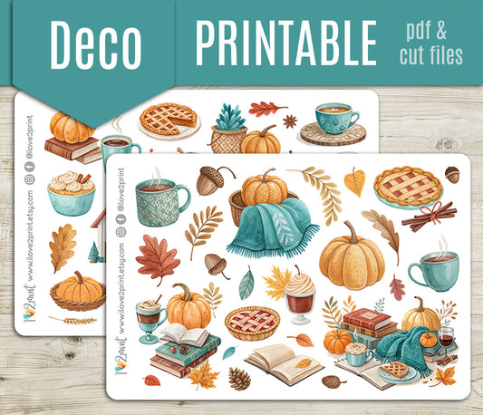 Autumn Whispers –  Printable Stickers – PDF & Cut Files