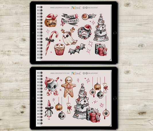 Creepmas Decorative Stickers -Spook and Cute Pre-Cropped GoodNotes Digital Stickers