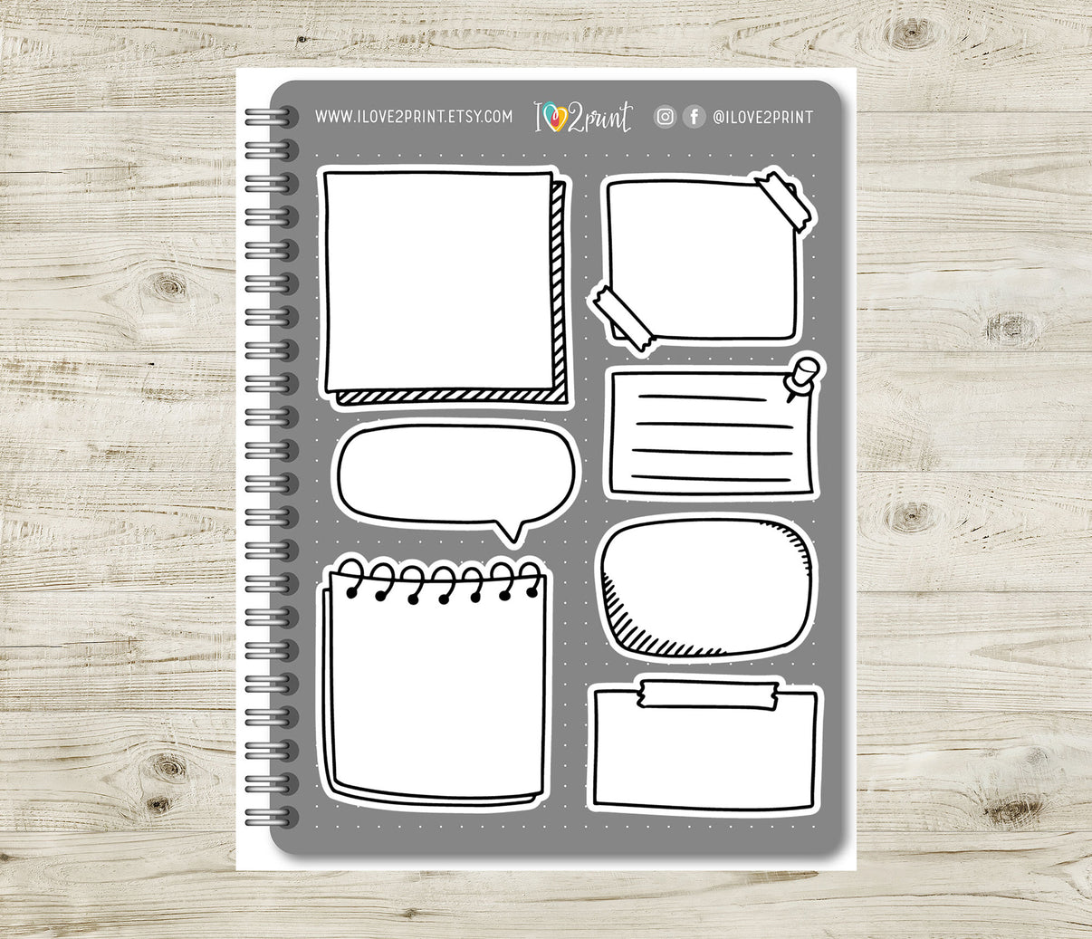 FREEBIE Doodle Notes - Printable Planner Stickers - Pdf & Cut Files ...