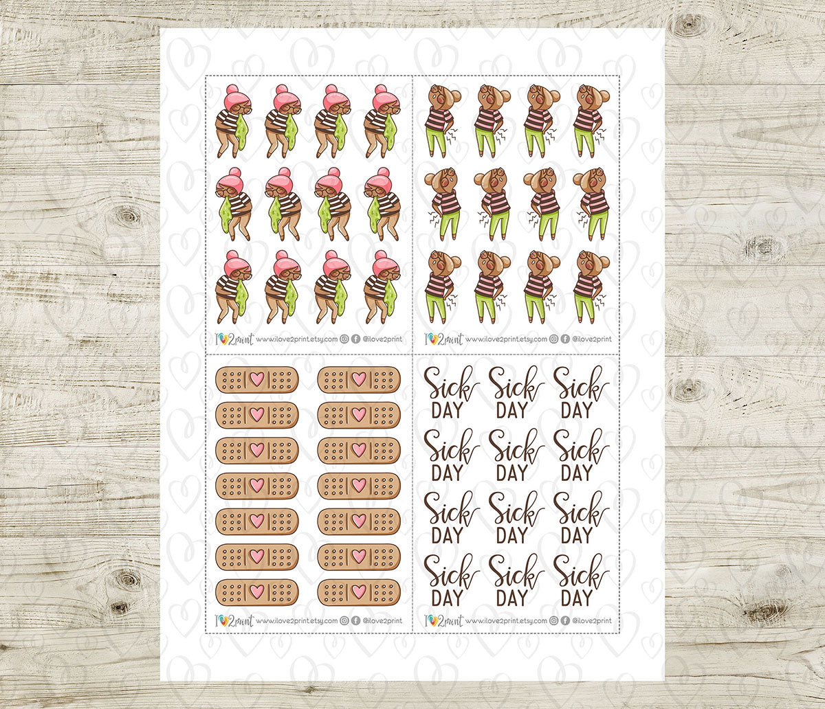 Elena Pain & Aches - BROWN SKIN Printable Planner Sticker - PDF & Cut Files