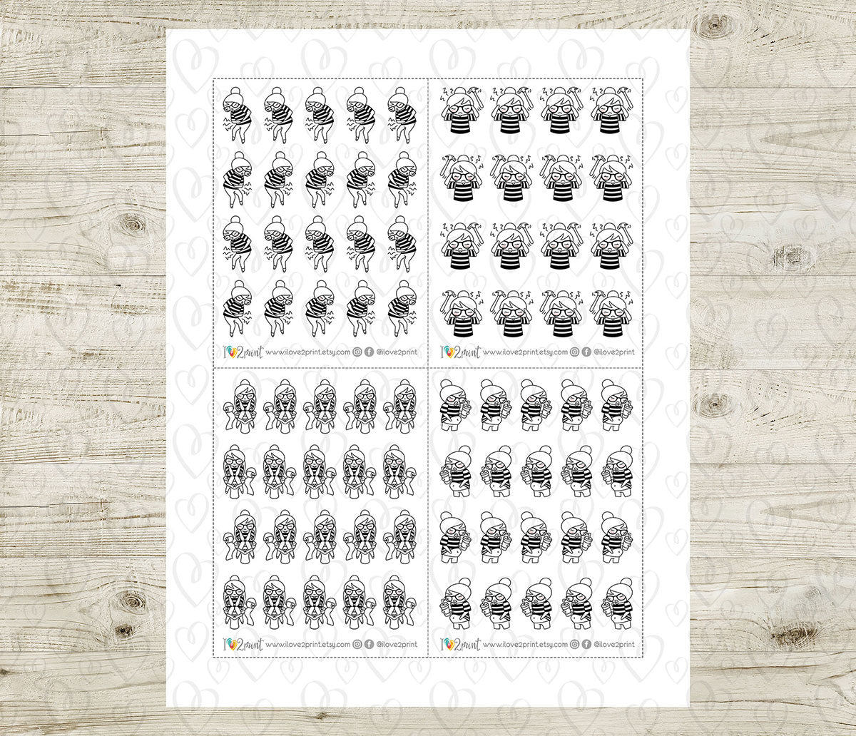 Elena Pain & Aches - DOODLE Printable Planner Sticker - PDF & Cut Files