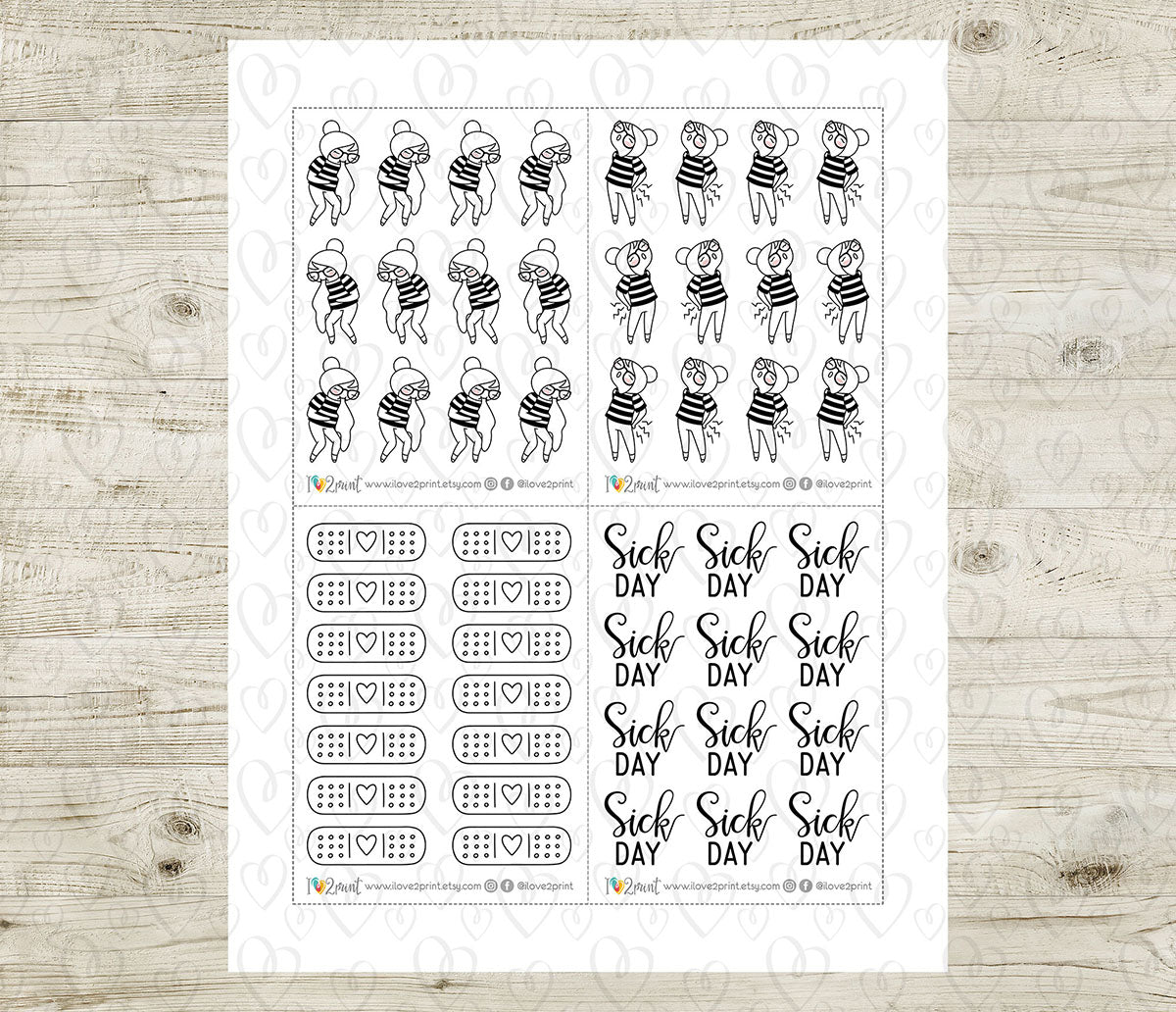 Elena Pain & Aches - DOODLE Printable Planner Sticker - PDF & Cut Files