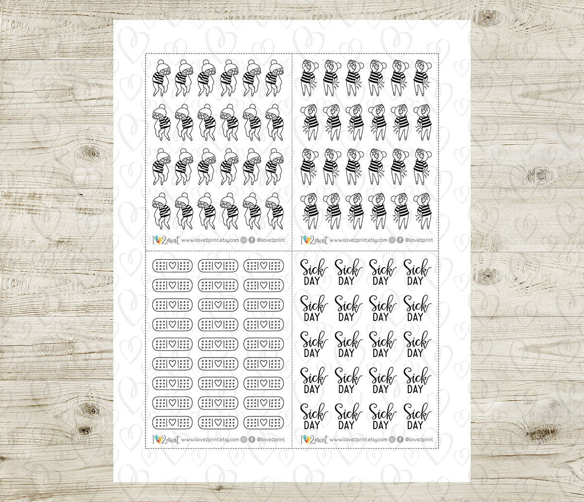 Elena Pain & Aches - DOODLE Printable Planner Sticker - PDF & Cut Files