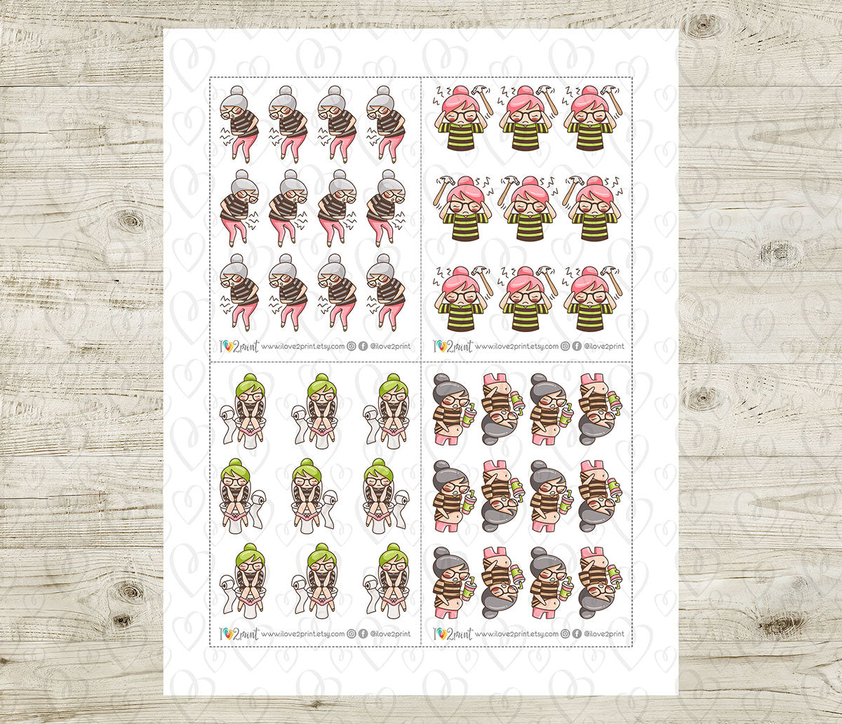 Elena Pain & Aches - FAIR SKIN Printable Planner Sticker - PDF & Cut Files
