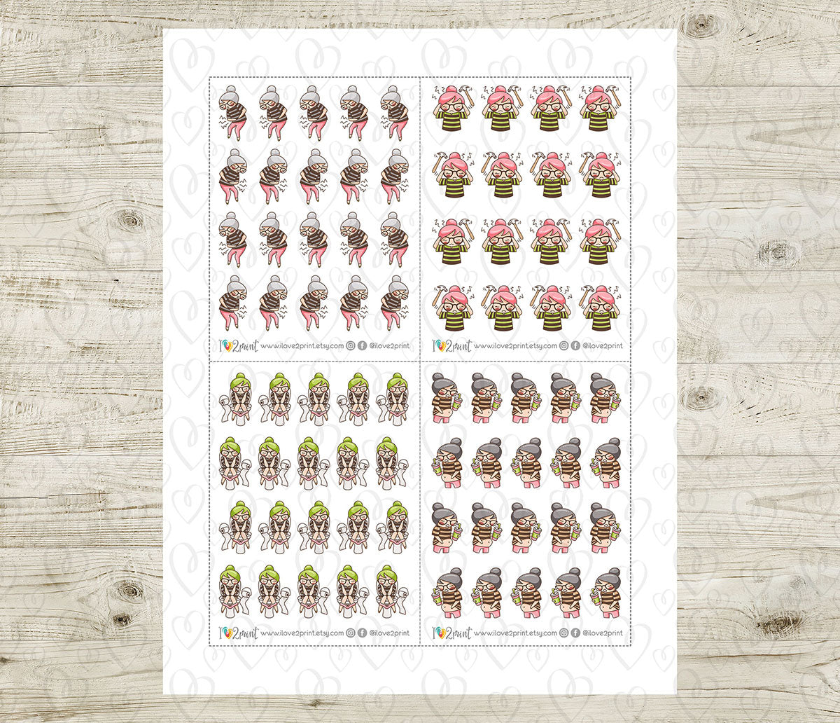 Elena Pain & Aches - FAIR SKIN Printable Planner Sticker - PDF & Cut Files