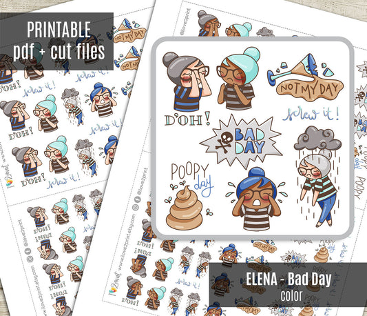 Elena Bad Day - COLOR Printable Planner Sticker