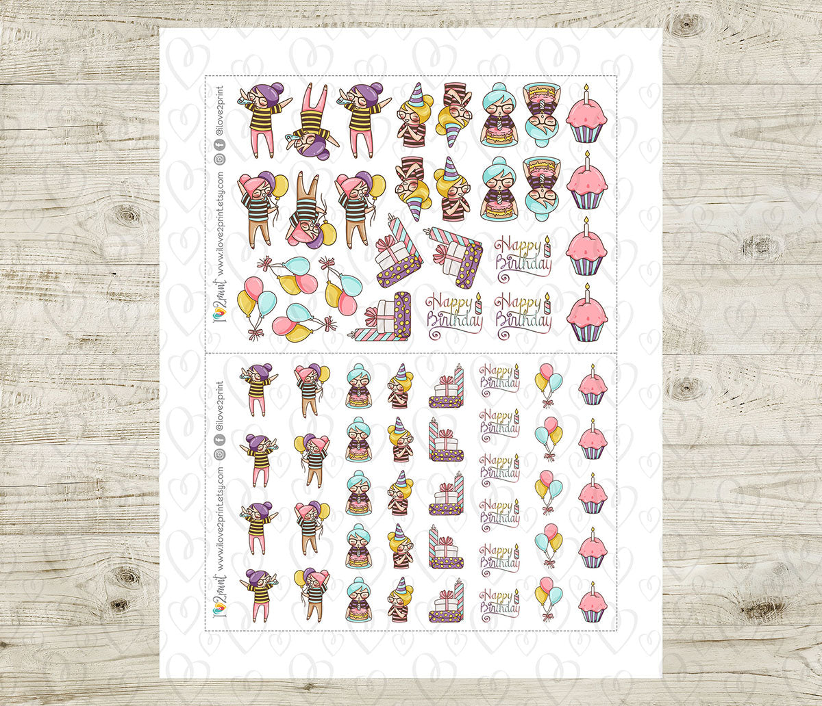 Elena Birthday - COLOR Printable Planner Sticker - PDF & Cut Files