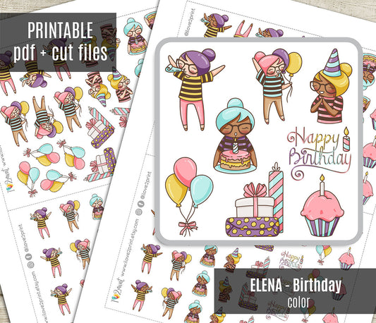 Elena Birthday - COLOR Printable Planner Sticker