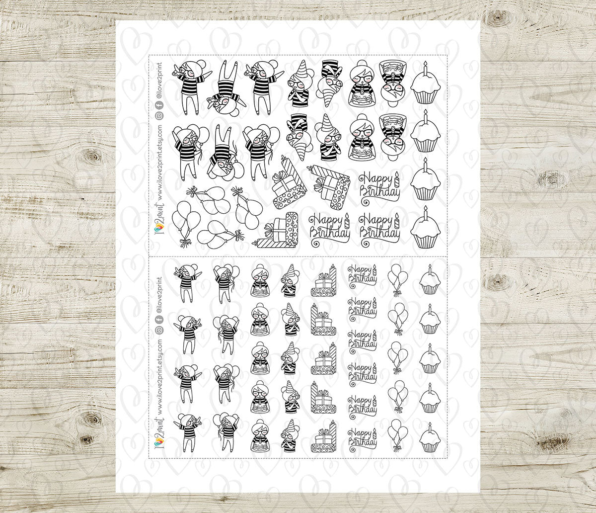 Elena Birthday - DOODLE Printable Planner Sticker - PDF & Cut Files