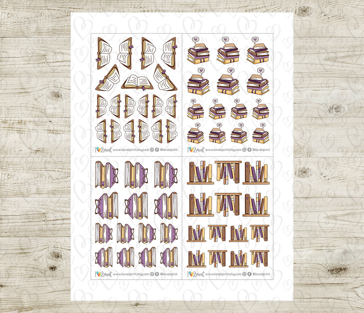 Elena Bookworm - COLOR Printable Planner Sticker - PDF & Cut Files