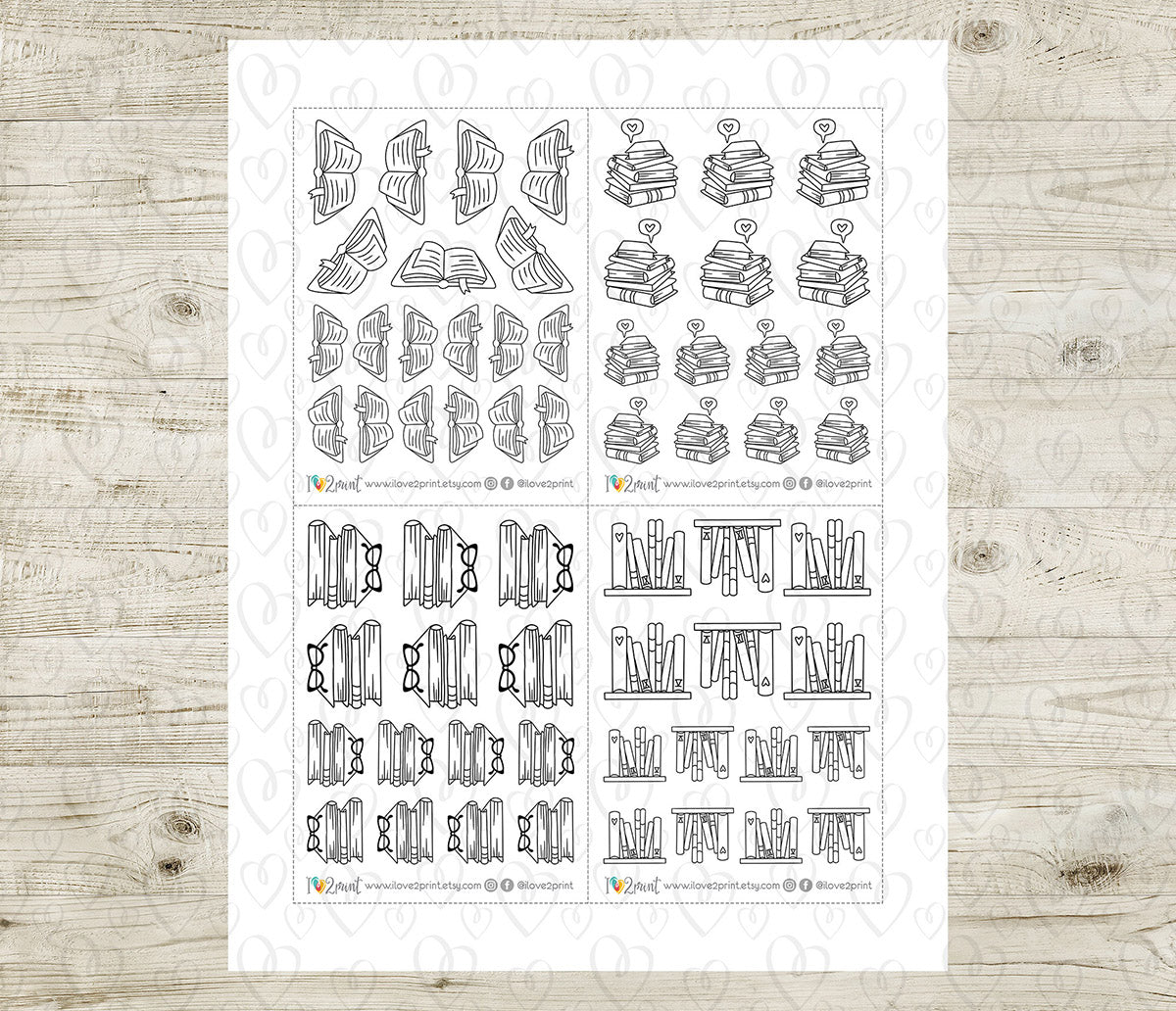 Elena Bookworm - DOODLE Printable Planner Sticker - PDF & Cut Files