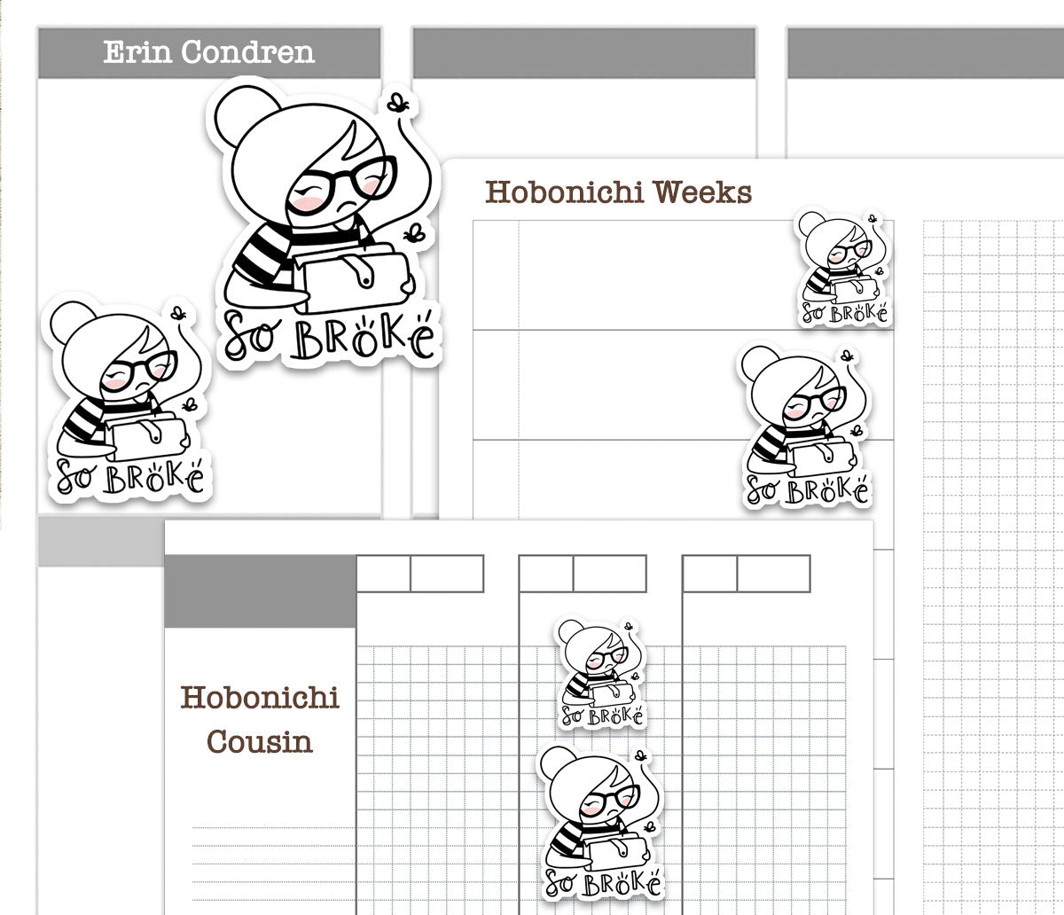 Elena Budgeting Doodle Printable Planner Stickers | Outline Finance | 2 Sizes | PDF Cut Files