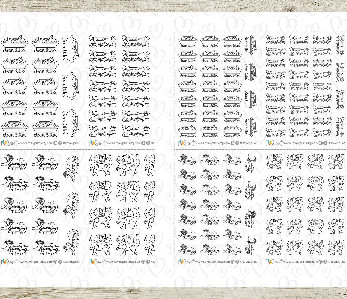 Elena Cat Care - DOODLE Printable Planner Sticker - PDF & Cut Files