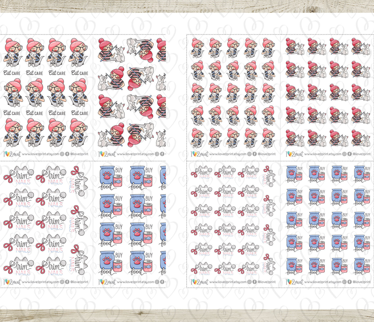 Elena Cat Care - FAIR SKIN Printable Planner Sticker - PDF & Cut Files