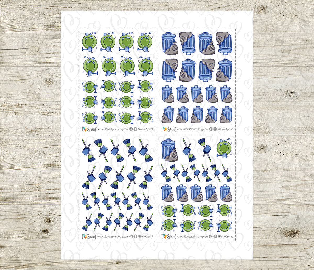 Elena Cleaning - COLOR Printable Planner Sticker - PDF & Cut Files