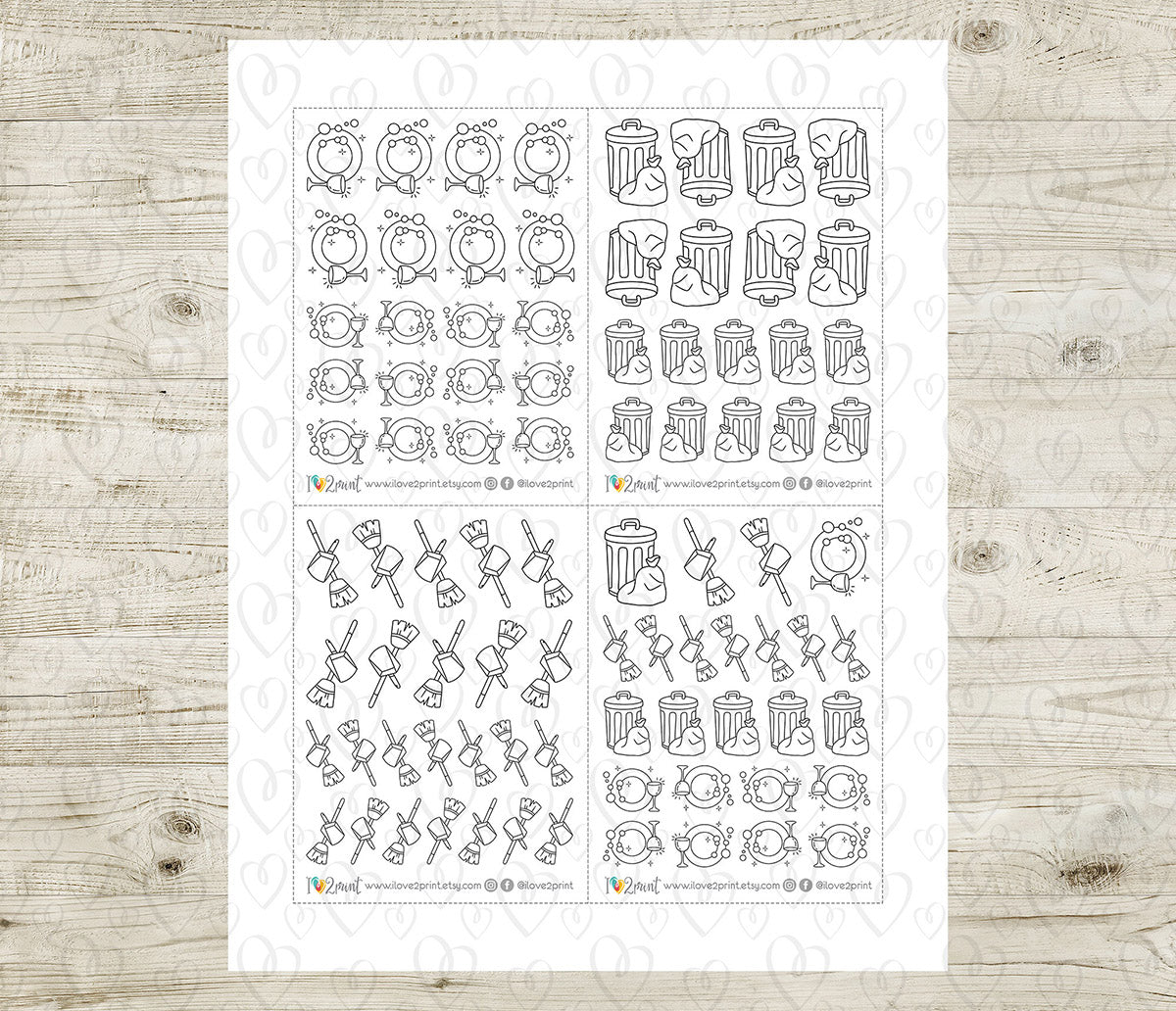 Elena Cleaning - DOODLE Printable Planner Sticker - PDF & Cut Files