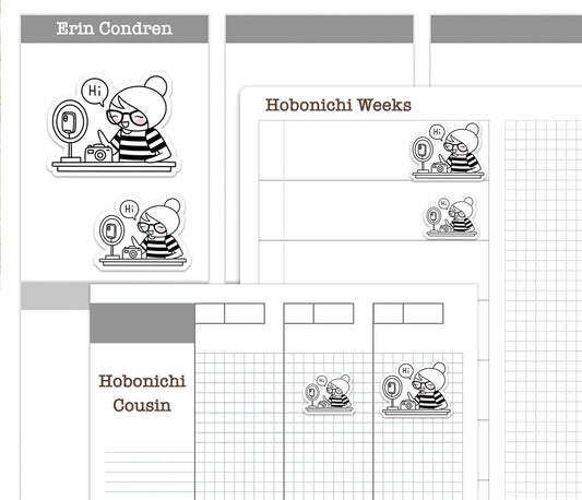 Elena Content Creator Doodle Printable Stickers | Outline Creator | 2 Sizes | PDF Cut Files