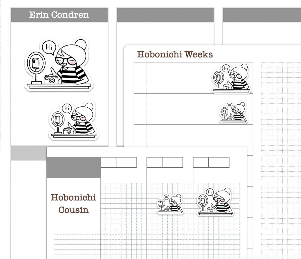 Elena Content Creator Doodle Printable Stickers | Outline Creator | 2 Sizes | PDF Cut Files