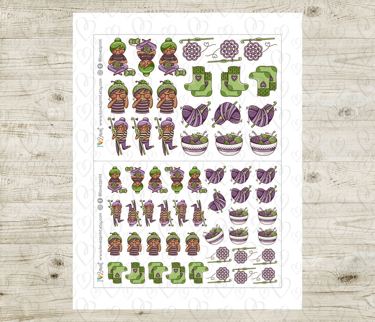 Elena Crochet - COLOR Printable Planner Sticker - PDF & Cut Files