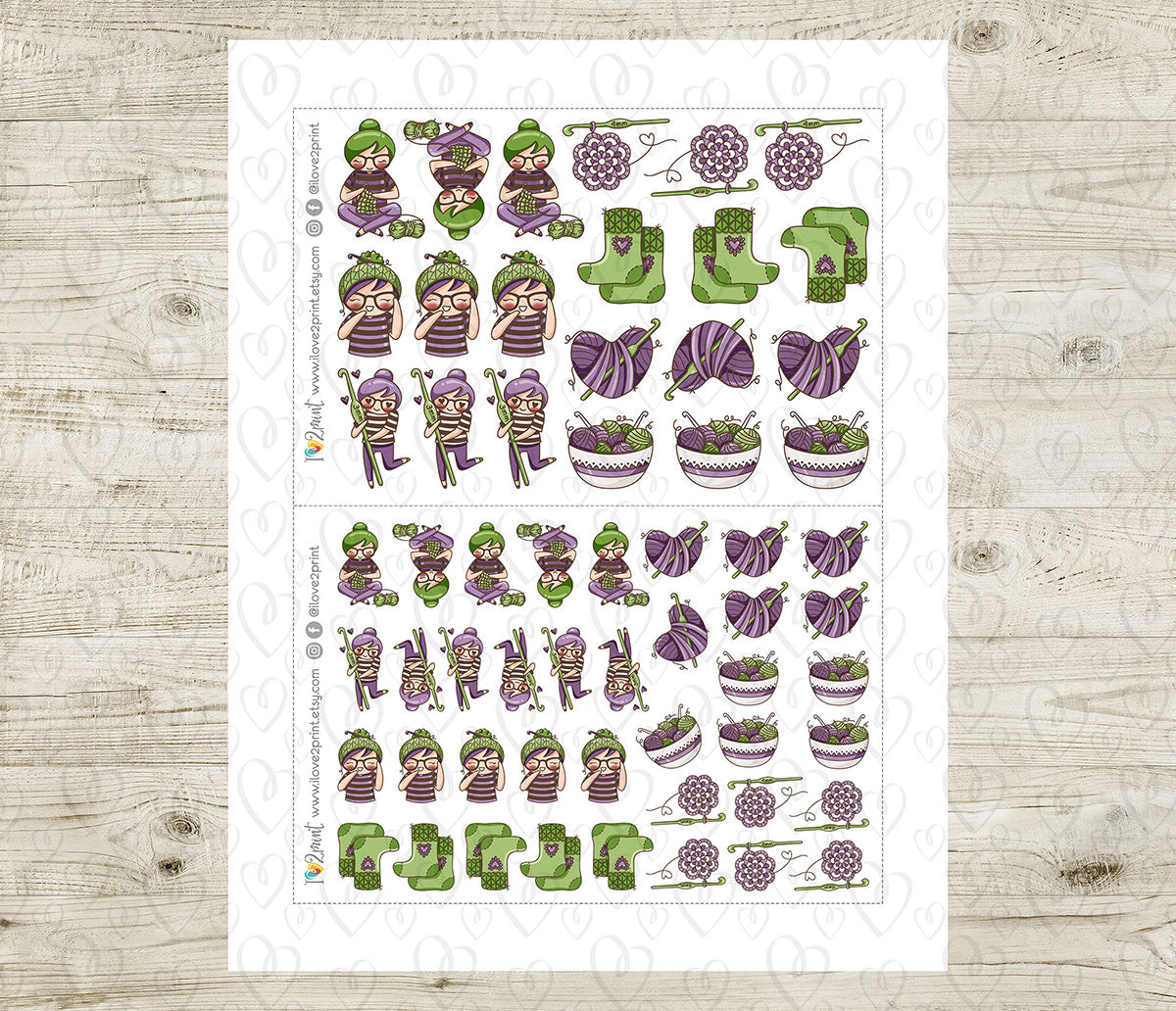 Elena Crochet - COLOR Printable Planner Sticker - PDF & Cut Files
