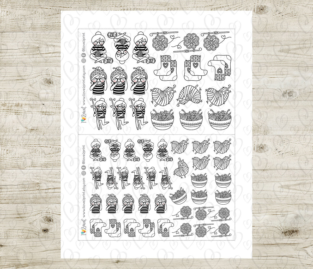 Elena Crochet - DOODLE Printable Planner Sticker - PDF & Cut Files
