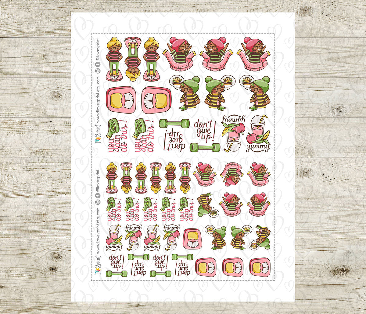 Elena Diet - COLOR Printable Planner Sticker - PDF & Cut Files