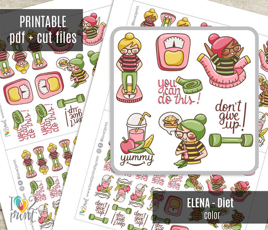 Elena Diet - COLOR Printable Planner Sticker