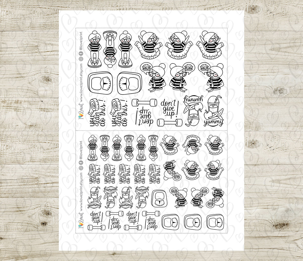Elena Diet - DOODLE Printable Planner Sticker - PDF & Cut Files