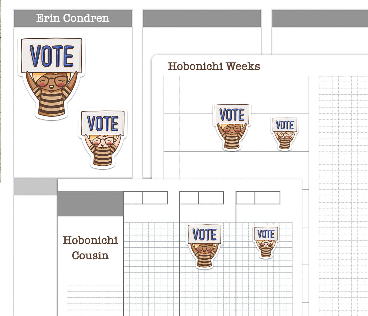 Elena Vote Blue Printable Stickers | 2 Skin Tones Civic | 2 Sizes | PDF Cut Files