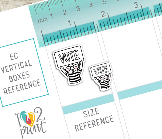 Elena Vote Doodle Printable Planner Stickers | Outline Civic | 2 Sizes | PDF Cut Files