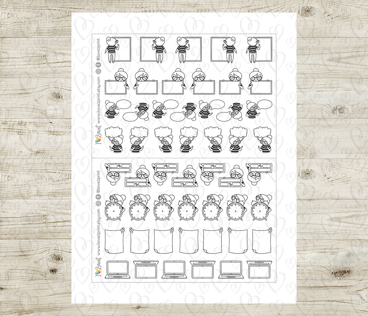 Elena Fill In Notes - DOODLE Printable Planner Sticker - PDF & Cut Files