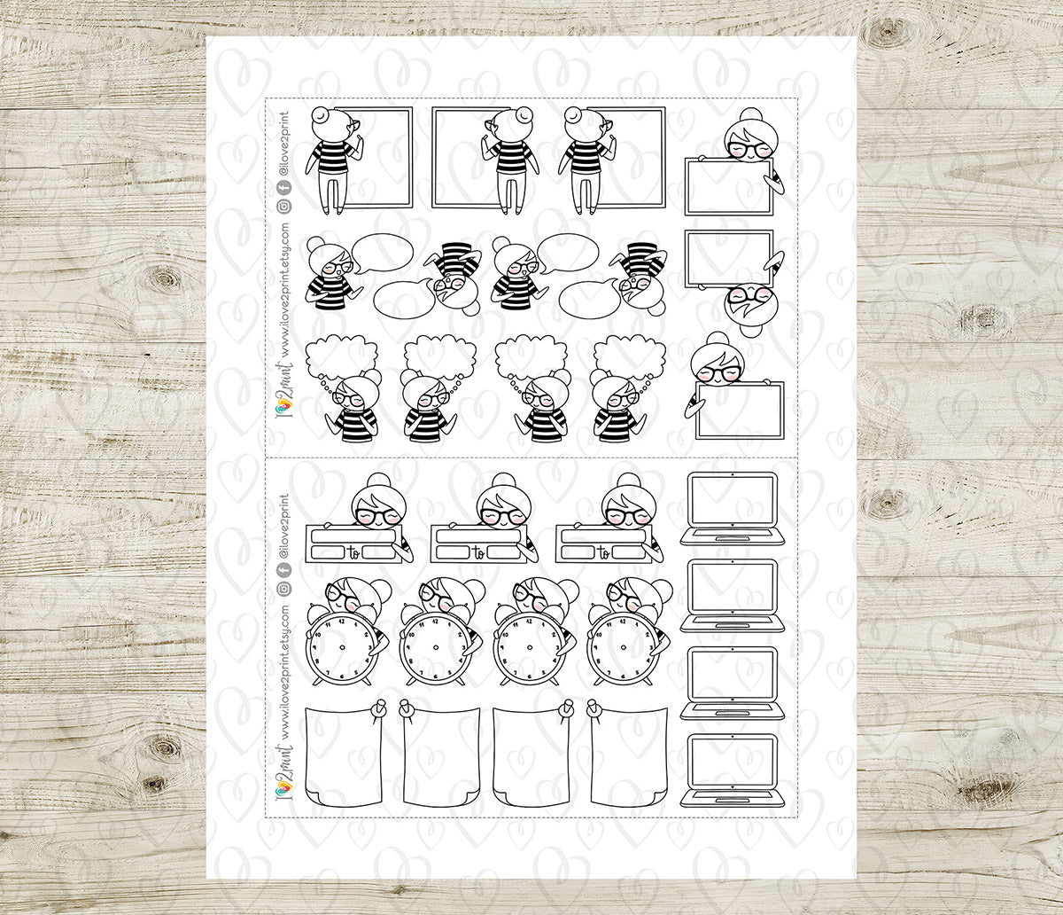 Elena Fill In Notes - DOODLE Printable Planner Sticker - PDF & Cut Files