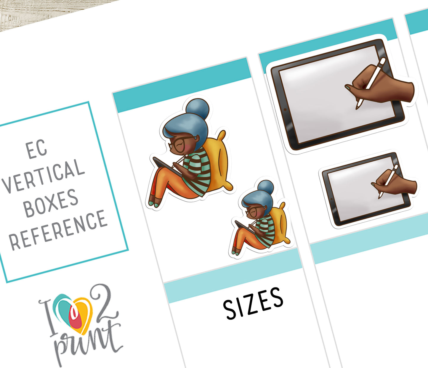 Elena iPad Drawing Brown Skin Doodle Stickers | Digital Art | 2 Sizes | PDF Cut Files